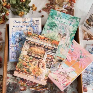 80 Sheets a set for 4 books! Fresh Literary Girl Travel Stickers – PET Waterproof. Perfect for phone case decoration, photo album DIY, scrapbooking & journaling. Photography theme, collage at will, repositionable craft supply for teens, adults Protective