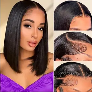 Short Bob Wig Human Hair 13x4 Lace Front Wigs Human Hair Pre Plucked 180% Density Glueless Brazilian Virgin Human Hair Wigs for Women with Baby Hair