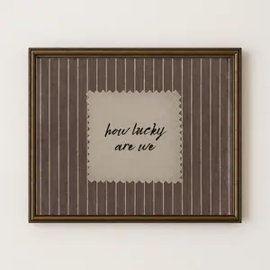 Rustic Brown Gingham How Lucky Are We Hand Written Wall Art Print, Western Trendy Decor Poster, sT39381