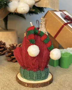 Holiday Christmas Decoration Scented Christmas Candle Gift Set with Wooden Holder - Red Mitten Gingerbread Man Tree Snowflake Boxes