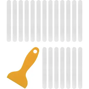 20-Pack Clear Bathtub Stickers Non-Slip (7.87inch) Long-Strip Shower Treads with Scraper, Peel-and-Stick Safety Decals for Tub & Shower Floor, Removable, Barefoot-Soft Grip - Home Improvement.