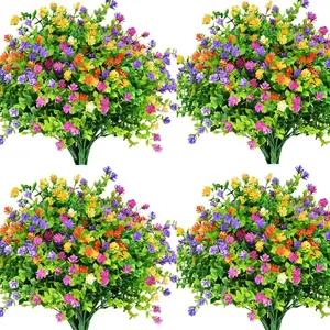 12 Bundles Outdoor Plant Flowers, Multi Color UV Resistant, Outdoor Porch, Home Courtyard, Garden Decoration, Mix Color, Outdoor Artificial Flowers