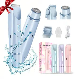Women's 2-in-1 Electric Bikini Trimmer & Body Shaver - Dual Head Hair Removal Tool, Waterproof Rechargeable Wet & Dry Razor for Body and Facial Hair, Double-Ended Trimmer Shaver, Personal Grooming Essential