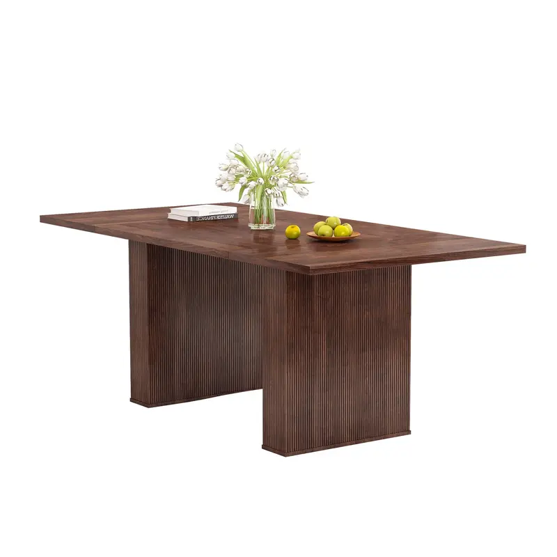 Giratree 78 Inch Dining Table for 6 8 10, Modern Farmhouse Rectangular Kitchen Table, Dining Room Long Tables with Wood Strip Base for Kitchen Living Room