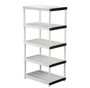 5-Tier Easy Assembly Multi-purpose Plastic Garage Storage Shelving Unit in Gray (36 in. W x 72 in. H x 18 in. D)