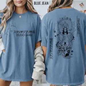 Studio Ghibli Inspired Vintage Washed T-Shirt, Anime Graphic Tee, Totoro No Face Spirited Away Shirt, Unisex Oversized Comfort Colors Style Tee, Gift for Fans, Classic Fashion, Fits Every Occasion, Fresh Styles, Updated for Today