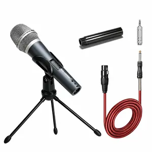 NILUNWEI Handheld Wired Heart-Shaped Dynamic Vocal Microphone for Speakers, Karaoke Machines, Amplifiers, 14ft XLR to 1/4in Audio Cable, Desktop Tripod, Extension Pole, Mic Storage Bag