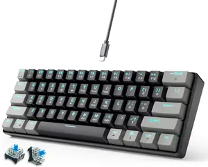 60% Mechanical Gaming Keyboard Blue  Wired Compact Keyboard Anti-Ghosting No-Conflict 61 Swappable keycaps  Design for Windows/