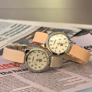 Pastel Color Watch for Women, Cute cat Preppy School Style Quartz Watch, Artistic Teen Girl Birthday Gift relojo  mega  de  oro