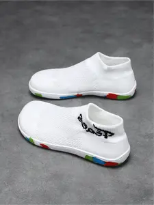 Women's Laceless Knitted Sneakers, Comfortable Walking Shoes, Stylish Design, Suitable for Casual and Sports Activities.