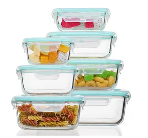 Durable 7-Piece Glass Food Storage Container Set BPA-Free Airtight Seal Leak-Proof for Meal Prep Bento Lunch Boxes Ideal for Storage