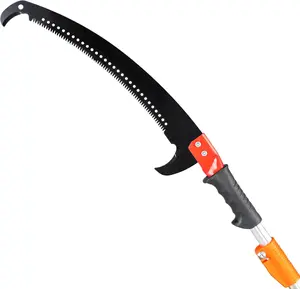 VINGLI Manual Pole Saw for Tree Trimming, 26ft Extendable Branch Pruner, Sharp Steel Blade and Scissors, with Saw Sleeve, for High Reach Trimming and Tree Maintenance, Orange (26ft) Tool Garden