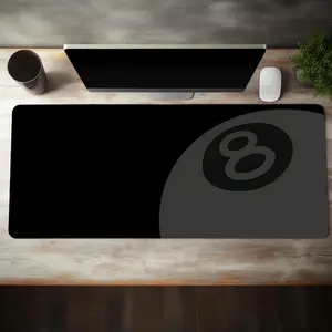 Billiard Black 8 Pattern Large Gaming Mouse Pad, Office Desk Accessories, Non-slip Rubber Base Stitched Edge Desk Pad