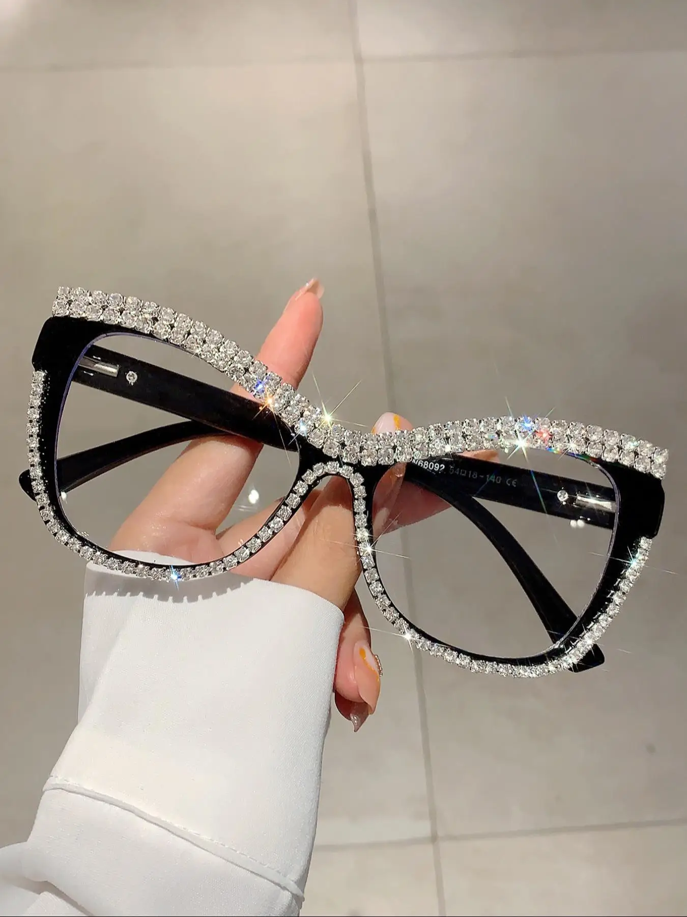 Women's Fashionable Creative Rhinestone Decorative Eyeglasses, 1 Pair Trendy All-match Cat Eye Frame Eyeglasses for Everyday Use, Travel Accessories,
