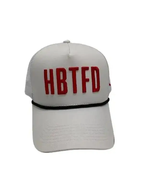 HBTFD - White hat with black rope. HBTFD 3D embroidery.
