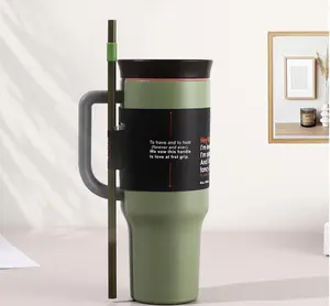 Owala 40oz Travel Tumbler with Handle & Straw – Avocado Green Insulated Water Bottle for Coffee, Smoothies Drinkware Flasks Mug Bottled Portable Reusable Beach Sturdy