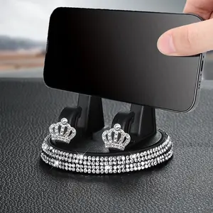 Crown Pattern Car Phone Holder with Sparkling Rhinestones, 360 Degree Rotating Car Mount Dashboard for Navigation, Adhesive Support for Home and Office, Car Cellphone Mount, Car Mount Smartphone