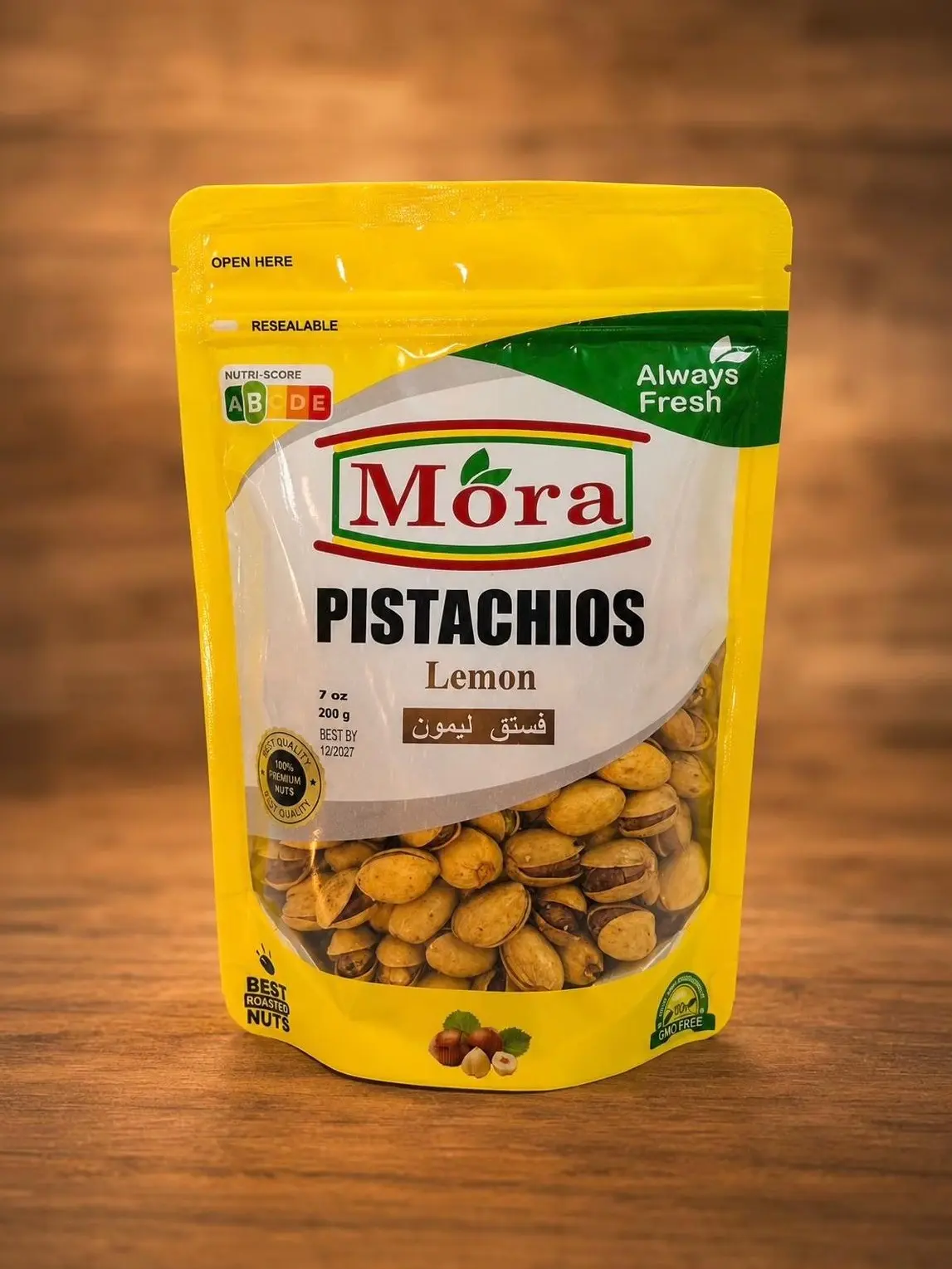 Mora Lemon-Flavored Daily Fresh Roasted Pistachios, Gourmet Snack Nuts for Daily Enjoyment