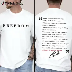 Freedom Quote Graphic Tee, Inspirational Back Print Shirt with Civil Discourse Message, Unisex Political Statement T-Shirt