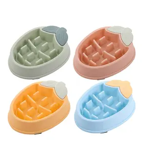 1pc Petlibro Slow Feeder Dog Bowl, Non-Slip Plastic Anti-Gulping Strawberry Shaped Pet Food Dish, Choking Prevention Dog and Cat Feeder, Easy Clean