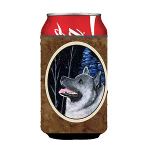 212 MAIN Starry Night Norwegian Elkhound Insulated Can-Bottle Sleeve Hugger, Kitchenware Bar Utensil for Beverages, Beverage