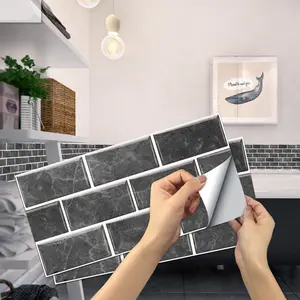 Vintage Tile Stickers (12pcs/24pcs/48pcs), Peel-And-Stick PVC Wall Tiles, Kitchen & Bathroom Countertop Decorative Stickers, Self Adhesive Stickers, Waterproof Wall Sticker