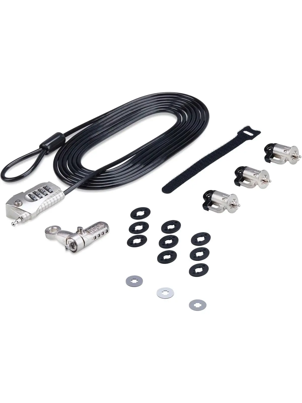Startech 3M4-DESK-LOCKING-KIT Laptop & Desktop Peripheral Lock Kit with Theft-Deterring Security Lock, K-Slot & 9.8 ft. Steel Cable - Silver & Black