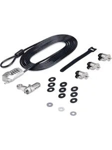 Startech 3M4-DESK-LOCKING-KIT Laptop & Desktop Peripheral Lock Kit with Theft-Deterring Security Lock, K-Slot & 9.8 ft. Steel Cable - Silver & Black