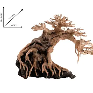 Bonsai Driftwood Aquarium Tree, Handcrafted Fish Tank Decoration, (10inch H x 16inch L x 7inch W ) Easy to Install