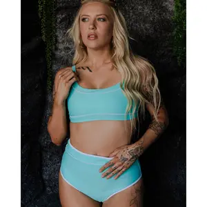 Women's Coastline High Waisted Bikini Bottom - Tiffany & White