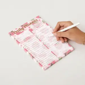 Daily Planner Notepad, 50 Sheets, Not Sticky 5 in x 8 in, Strawberry Aesthetic Pad