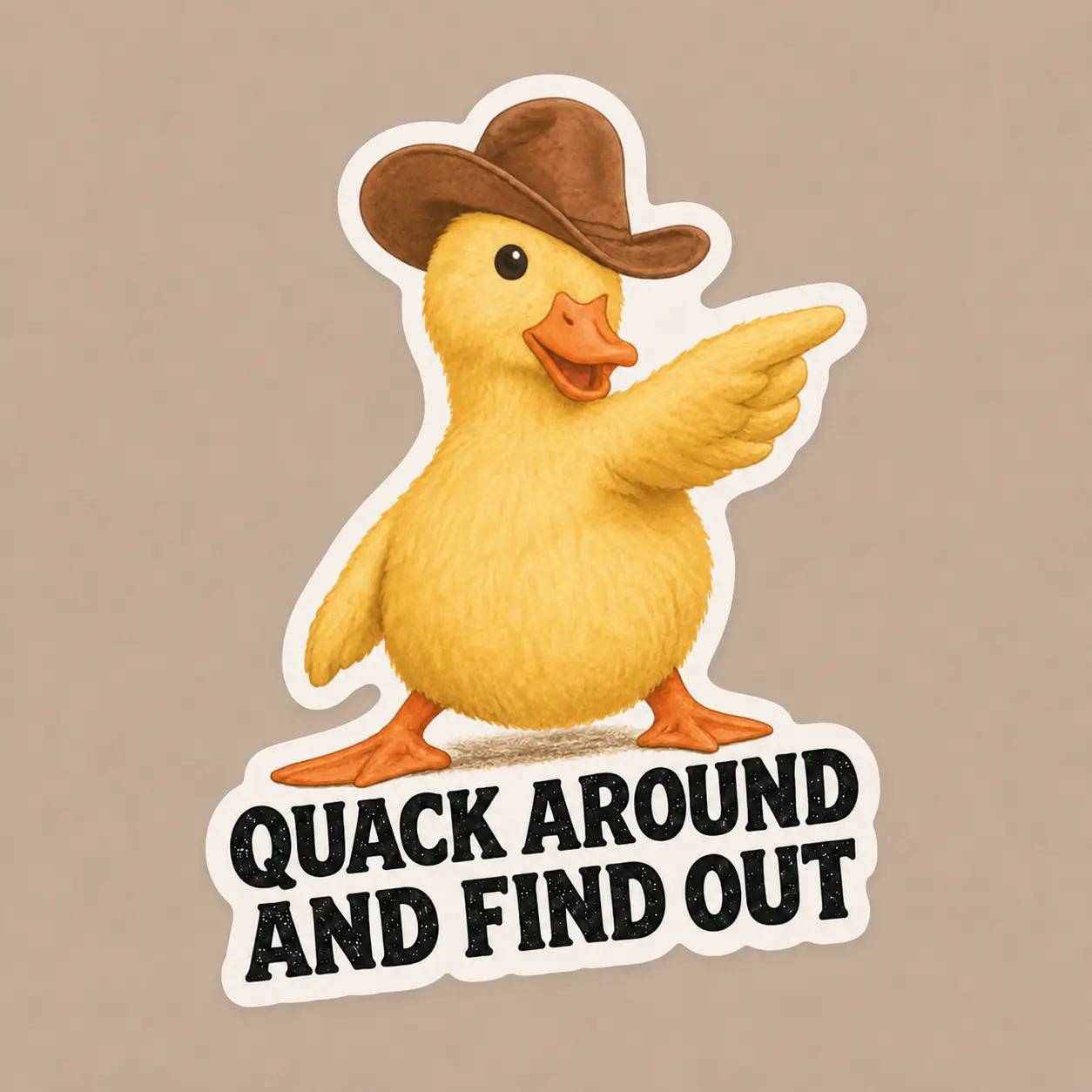 Quack Around and Find Out Cowboy Duck Sticker – Funny Western Duck Vinyl Decal for Car, Laptop and Water Bottle