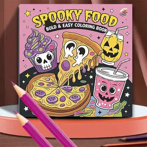 Spooky Food Pattern Coloring Book, 1 Count  Color Book, Perfect Seasonal Gift for Festival Parties, Close Friends, Colleagues, Family