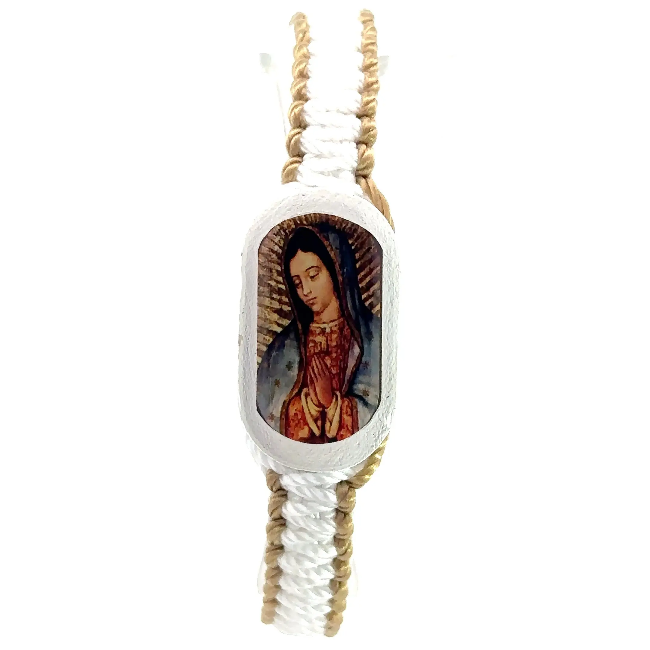 Our Lady of Guadalupe White and Tan Bracelet