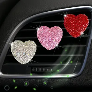Large Crystal Heart Air Vent Aromatherapy Clip, Decorative Car Air Freshener for Women, Stylish Car Accessories for a Fresh Atmosphere, Car Fragrance, Car Air Diffuser, Car Interior Diffusers, Car Perfume Clip