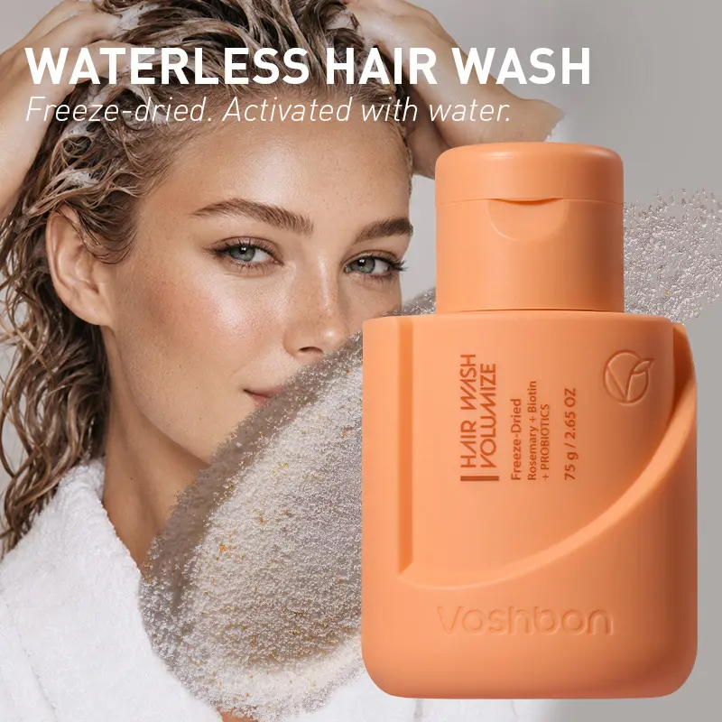 Voshbon Volumize Freeze-Dried Hair Wash| Boost Hair Volume for Fine Hair | Travel Essentials TSA Approved | Probiotic Scalp Care & Roots Lift