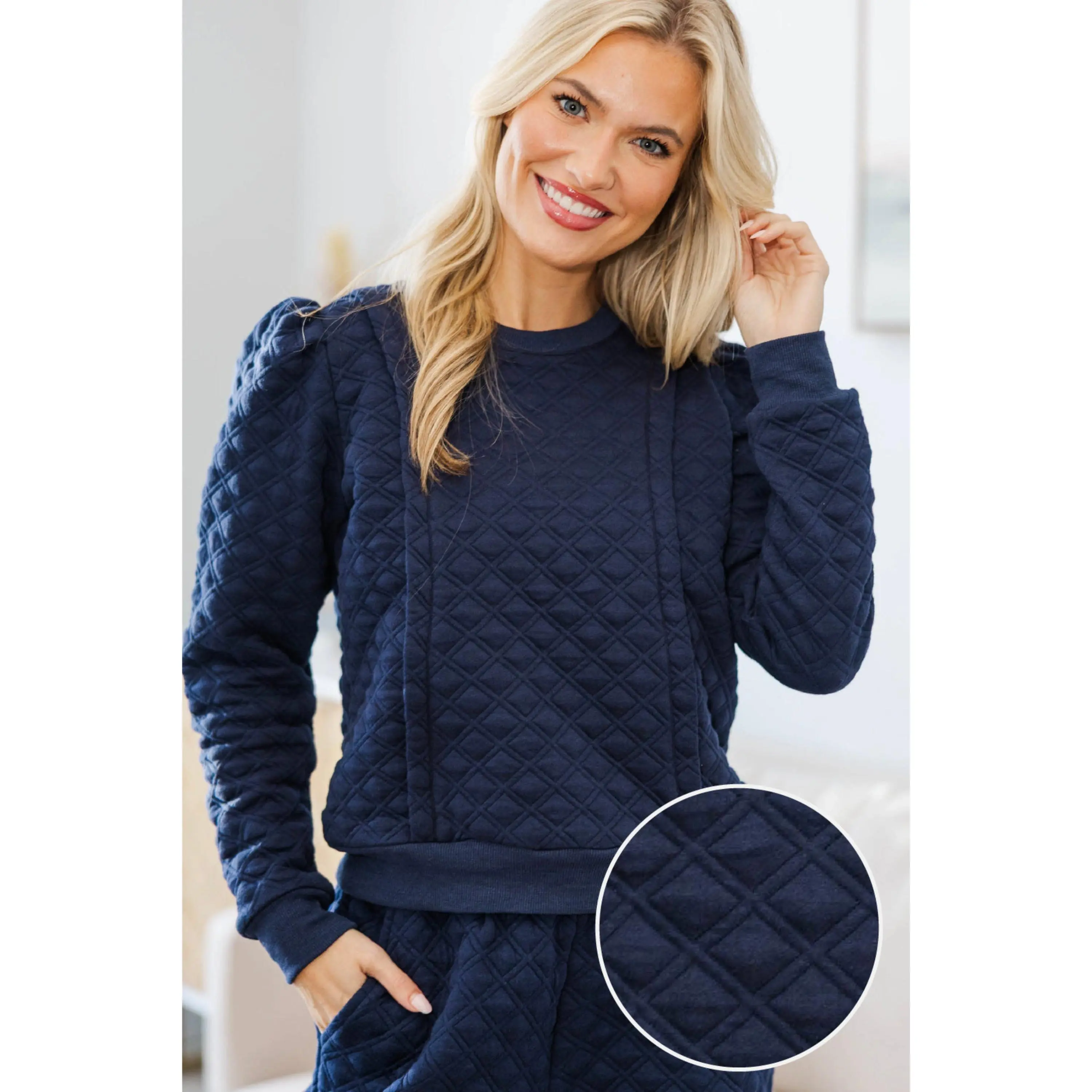 NURSING COLLECTION: Just To Start Navy Quilted Pullover
