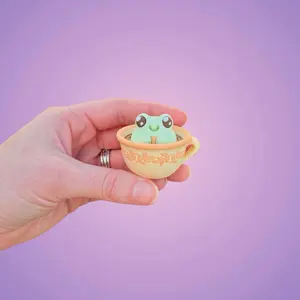Cottagecore Teacup Frog Clicker | Tiny Frog Teacup Clicker | Cottagecore Desk Toy | Pastel Clicker Fidget | Kawaii Frog Fidget