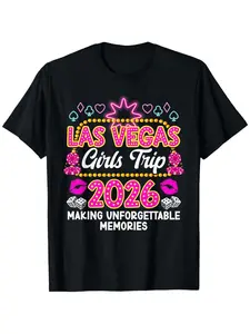 Vegas Themed Girls' Trip 2026 T-Shirt | Stylish Las Vegas Souvenir Casual Tee for Women