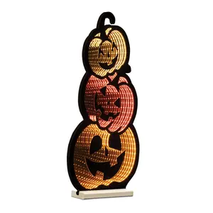 Melrose 53545DS 23 in. Acrylic UL Plug Triple Jack-O'-Lantern Ekkolight, Orange/Black/Yellow, Jack-O'-Lantern Decorative Lights for Halloween Ornaments, Room Decoration