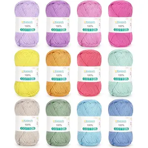 100% Cotton Yarn for Crocheting & Knitting–12-Color of 137 Yards/1.76 oz Baby Cotton Yarn Sport Weight CYC #2-Soft & Breathable-Ideal for Dishcloths, Baby Clothes, Potholders