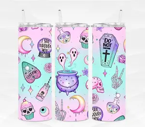 Witch Halloween Tumbler GLOW in the Dark Witchy Potion Cup Bottle Drinkware Insulated Water Bottles