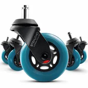 Office Chair Wheels Replacement for Hardwood Floors & Carpet – Set of 5 Patented Heavy Duty Casters, Japanese Steel Body, Smooth & Quiet Rolling, Universal Fit 7/16" x7/8" (Not IKEA)
