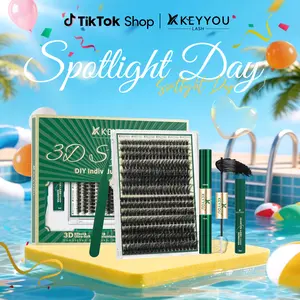 KEYYOU 3D Effect Eyelash Clusters Kit 280pcs 80D100D D Curl Individual Lashes Kit Wispy Lashes Volume Cluster Lashes Kit Natural Soft  ##SpotlightDay
