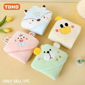 Kids Hooded Bath Towel, Cute Cartoon Animal Design, Coral Fleece Ultra Soft Skin-Friendly, Strong Absorbent, Baby Shower Robe, Beach Towel, Shower Towels