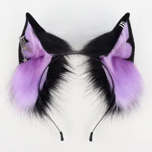 Halloween Gothic Wolf Ears Headband – Furry Punk Cosplay Costume Accessory with Chain for Party & Festival