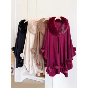 Women's elegant faux fur shawl with fluffy decoration, soft and comfortable winter accessories, perfect gift for autumn and winter seasons