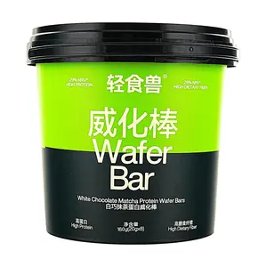 Qingshishou Mini Wafer Rolls - White Chocolate & Matcha Flavor, Low Calorie Breakfast Snack, 3.5g Protein Per Serving, 160g (8 Individually Wrapped Rolls)