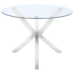 Vance Round 41-inch Glass Top Asterisk Dining Table Chrome