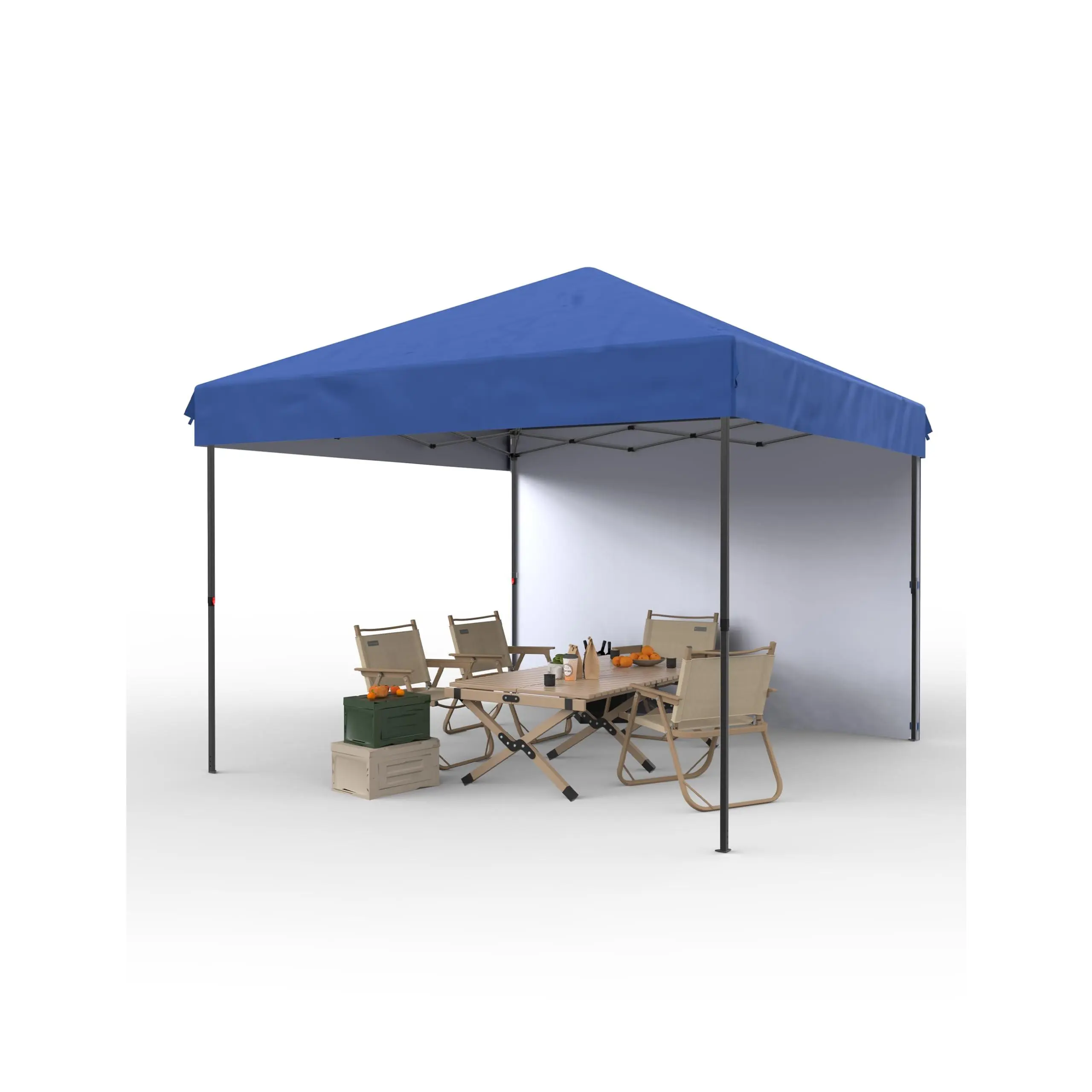GARVEE Blue 10x10 Pop Up Canopy Tent with 1 Removable Sidewall, Heavy Duty Commercial Instant Shelter with One-Person Setup, UPF 50+ Waterproof, 100 Sq Ft Shade for Outdoor Events, Camping